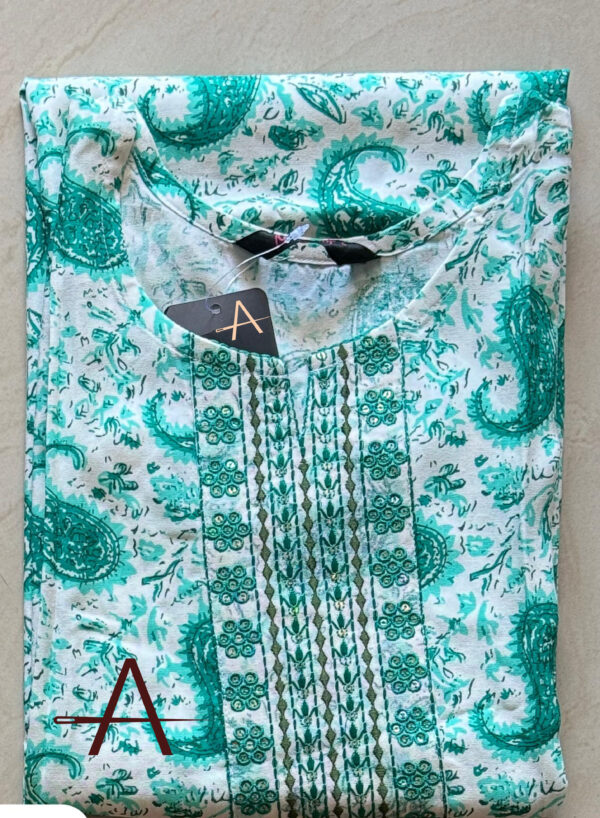 Printed Cotton Kurti Blue